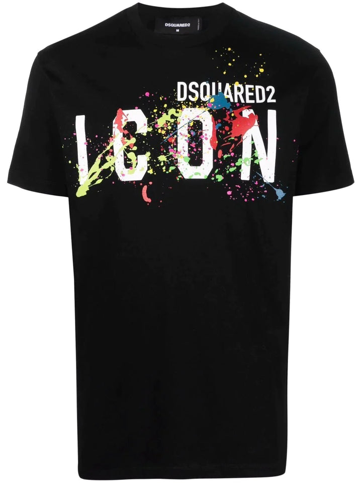 DSQUARED2 SPLATTERED T-SHIRT BLACK