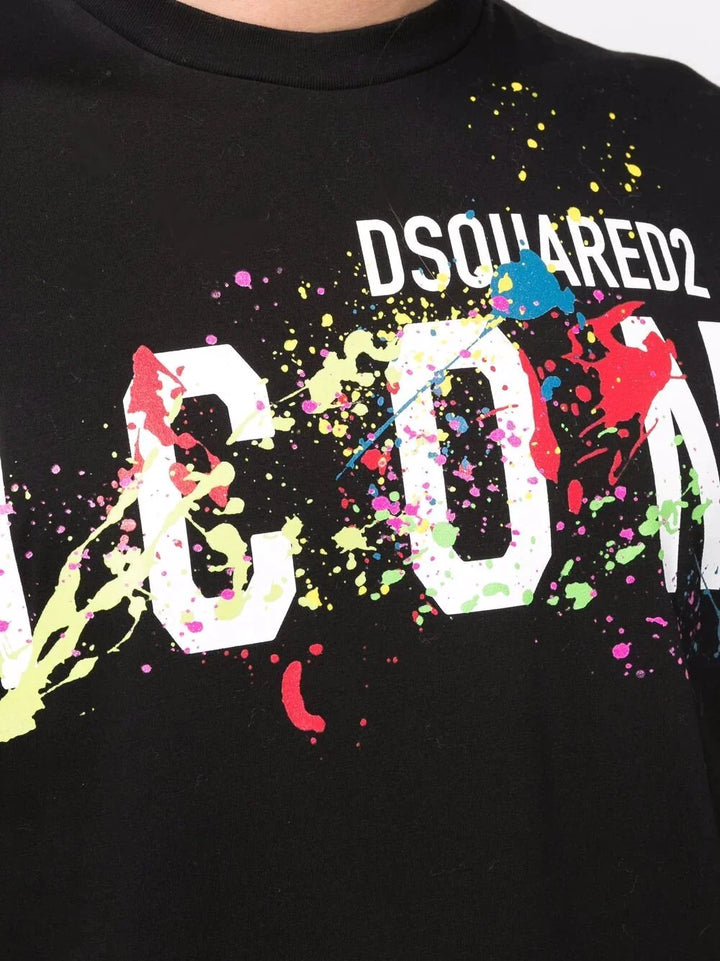 DSQUARED2 SPLATTERED T-SHIRT BLACK