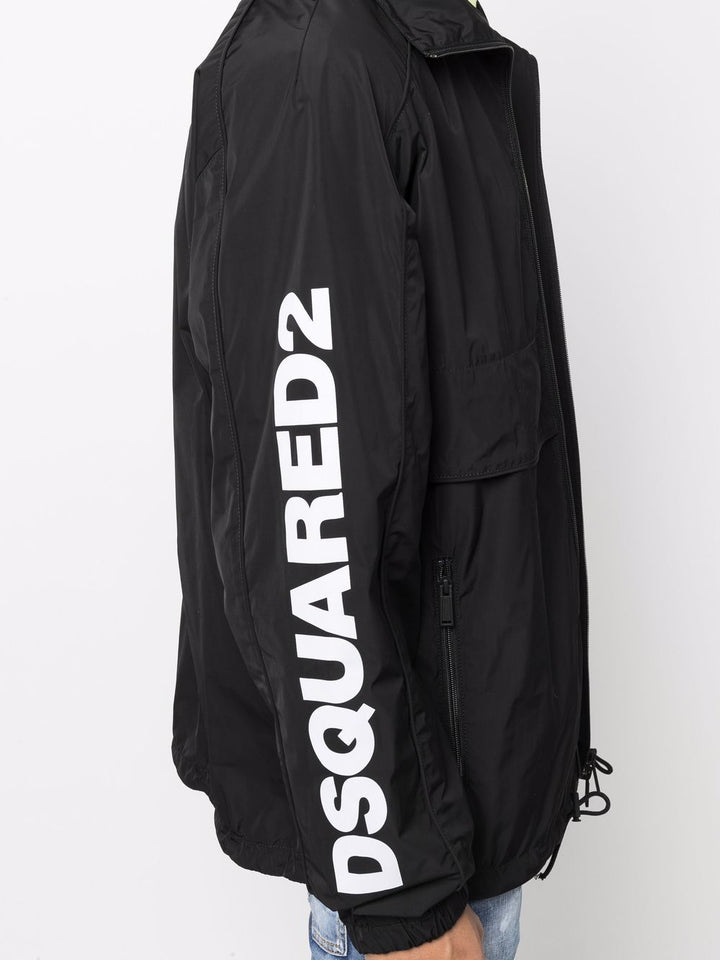 DSQUARED2 logo-print zippered coat