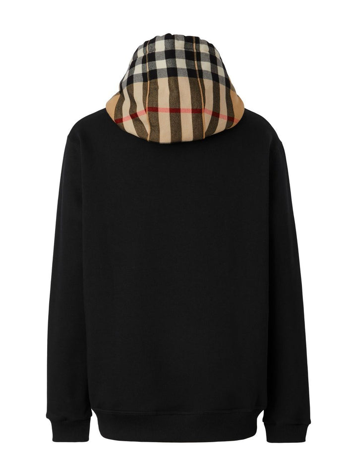 Burberry check-hood cotton hoodie