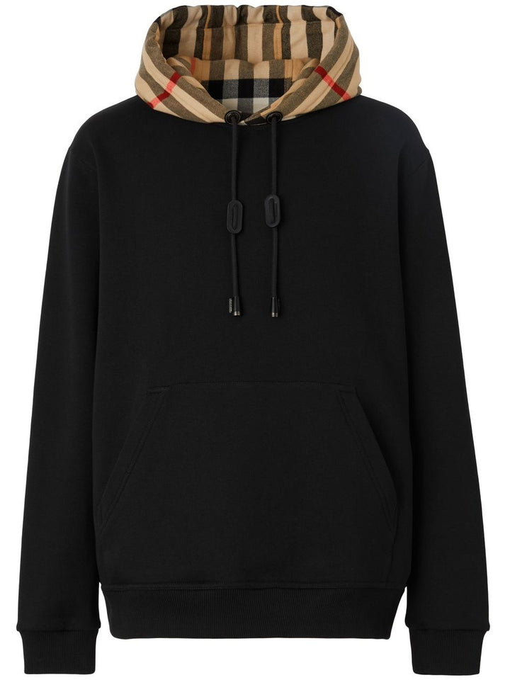 Burberry check-hood cotton hoodie