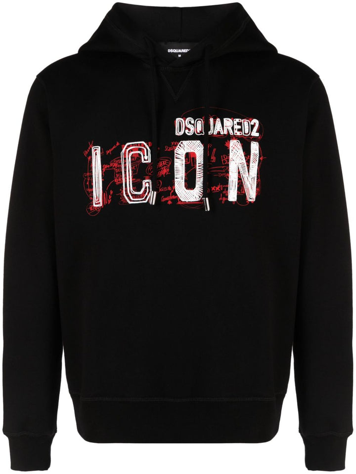 DSQUARED2 Icon Scribble-print cotton hoodie