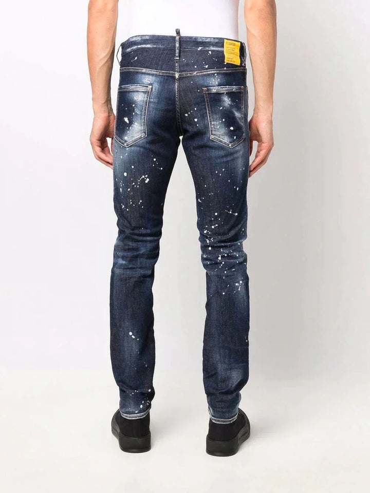 DSQUARED2 JEANS DARK RIPPED BLEACH WASH