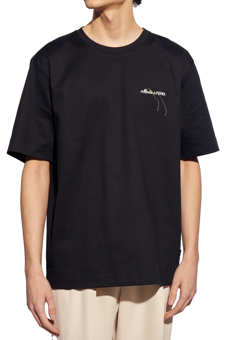 fendi mini logo black t-shirt