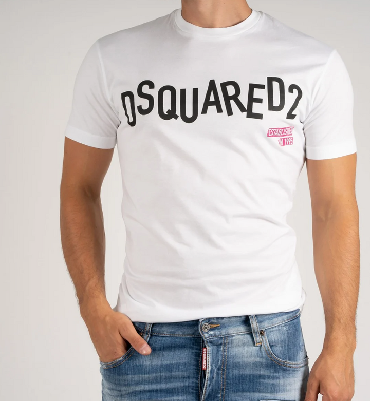 DSQUARED2 PRINTED WHITE T-SHIRT