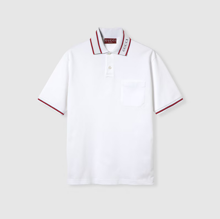 Gucci Cotton piquet polo shirt with Web