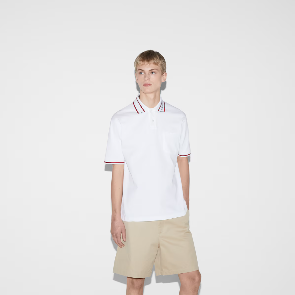 Gucci Cotton piquet polo shirt with Web